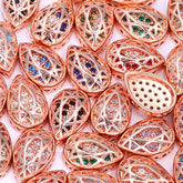 Drop Shape Rose Gold Plated High-Quality Sew-on Alloy Charms Inlaid Cubic Zirconia WholesaleRhinestone